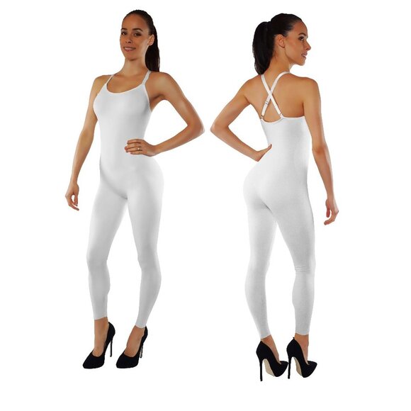 Full Length bodysuit with adjustable straps BS06 White Shapewear - Picture 1 of 4